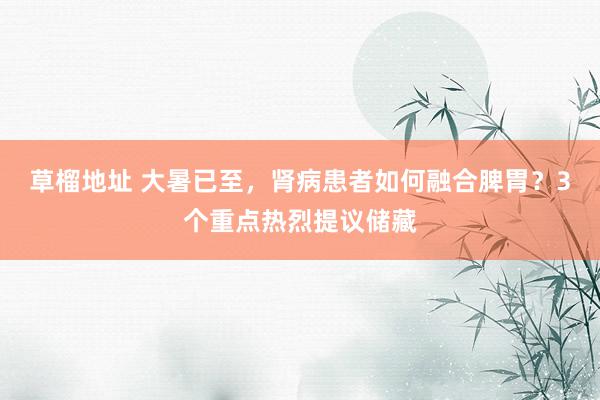 草榴地址 大暑已至，肾病患者如何融合脾胃？3个重点热烈提议储藏