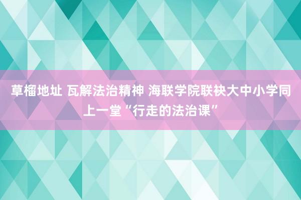 草榴地址 瓦解法治精神 海联学院联袂大中小学同上一堂“行走的法治课”