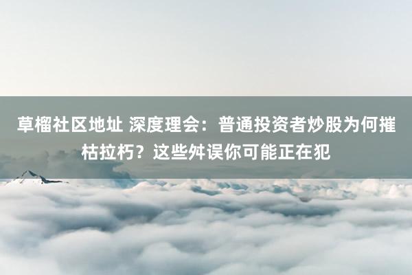 草榴社区地址 深度理会：普通投资者炒股为何摧枯拉朽？这些舛误你可能正在犯