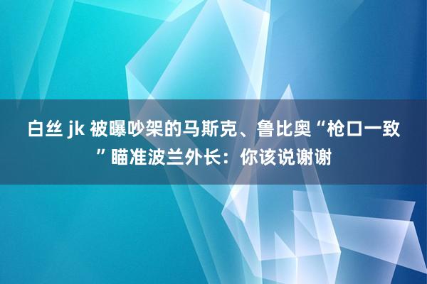 白丝 jk 被曝吵架的马斯克、鲁比奥“枪口一致”瞄准波兰外长：你该说谢谢